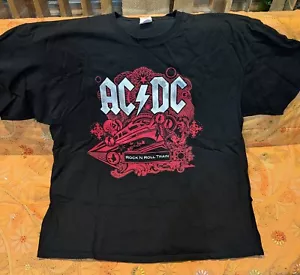 CAMISETA VINTAGE DE LA GIRA DE CONCIERTOS AC/DC 2008/09 NEGRA ICE ROCK N ROLL TRAIN YUNQUE 3X - Imagen 1 de 12