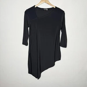 Sympli  Asymmetrical Slant Black Tunic Top Minimalist Stretch Women’s 6 - Picture 1 of 7