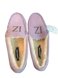 Lands End NWT Women's Slippers Lavender Suede Moccasin Size 7 Faux Fur Lined - Picture 1 of 2