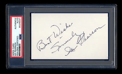 IKE PEARSON SIGNED INDEX CARD MINT PSA/DNA AUTOGRAPHED PHILLIES WW2 VET MARINES - Image 1 of 2