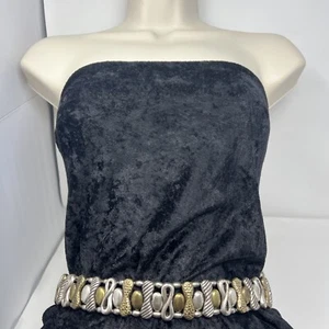 Chicos Belt Chain Heavy Brass And Silver Tone Brutalist Up To 40" Waist Infinity - Picture 1 of 11