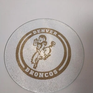 Glass Denver Broncos Glass Trivet 8" round Vinyl applique Bucking Bronco - Picture 1 of 10