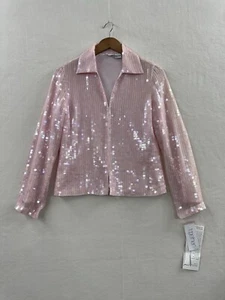 Vintage Together Women’s 4 Sequins Jacket Hook Eye Closure Lined Pink Iridescent - Picture 1 of 11