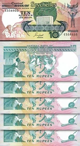 Seychellen 10 Rupien 1989, UNC, 5 STCK. aufeinanderfolgende SET, P-32 - Bild 1 von 4