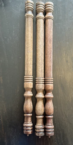 Vintage 3 Brown Spindle Turned Coffee Table Legs Wood 18.75” length Cover