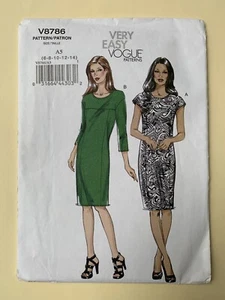 Very Easy Vogue pattern V8786 Dress pullover loose sleeve options Sz 6-14 UNCUT - Picture 1 of 5
