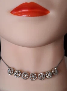 Jon Ricnard VINTAGE Kristall/Diamant Schnur Halskette Schlangenkette silberfarben.  - Bild 1 von 16