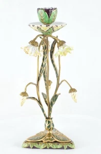 Candlestick Art Deco Style Art Nouveau Style Porcelain Bronze Ceramic - Picture 1 of 12