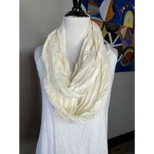 Womens Infinity Scarf Cream Wrap Distressed Open Weave - Afbeelding 1 van 5