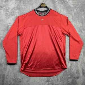 Vintage Nike Shirt Mens Medium Red Long Sleeve Center Swoosh Y2K Jersey Ringer - Picture 1 of 20