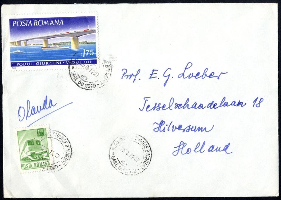 Cubierta Rumania 1972 @ PODUL GIURGENI - VADUL OII, PUENTE A HILVERSUM HOLLAND Foto 1 de 1