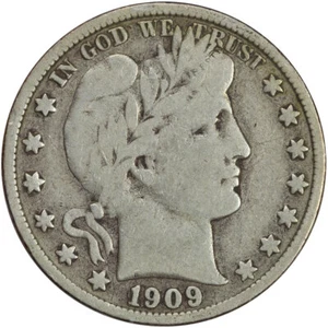 Medio dólar de peluquero 1909-S - se ve F detalles limpios - "LIBERTAD" completo - Imagen 1 de 2