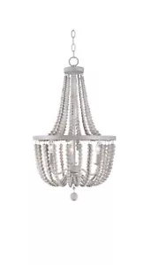 Kenroy Home Dumas 3-Light Weathered White Wood Bead Chandelier, Free Ship! - Picture 1 of 9