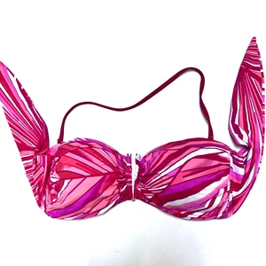 La Blanca Bikini Top Size L  tie back Elastic Halter Spaghetti strap Red Pink - Picture 1 of 5