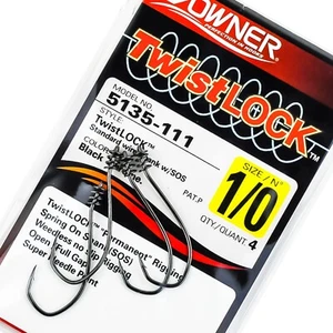 OWNER Twistlock 5135 Spring On Shank Standard Wire Soft Bait Hook Size 1/0 4ct - Picture 1 of 4