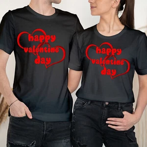 Happy Valentine's Day Cute Hearts Love Goals Couple Matching T-Shirts #VD - Picture 1 of 5
