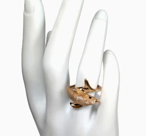 14K Gold Dolphin Ring, Size 7-1/2 - Picture 1 of 11