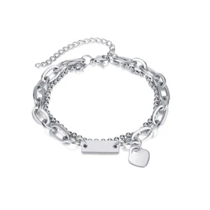 Edelstahl Damen Armband Armkette Herz Anhänger Kugel Kette Armschmuck Silber - Bild 1 von 5