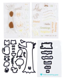 Diamond Press *Woodland Theme* Stamp (40) & Die (24) Kit New - Picture 1 of 7