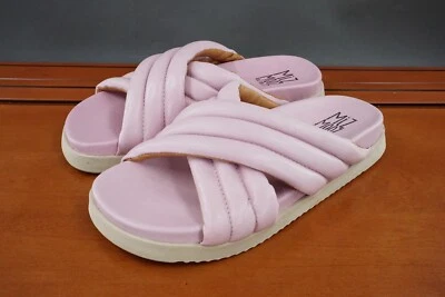 Miz Mooz Marinella Women's 38 / 7.5 Pink Leather Slide Flat Sandal Open Toe Shoe - Image 1 of 4