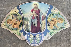Ventilador funerario años 30 Good Shepherd triple anuncio desplegable aguas termales - Imagen 1 de 9