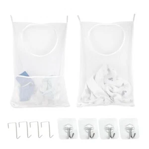 2 Pack Mesh Over Door Laundry Hamper Bags Large Dirty Clothes Organizer - Picture 1 of 5