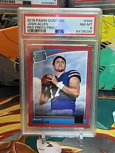 2018 Panini Donruss Josh Allen Rated Rookie Press Proof Red PSA 8 NM Mint RC - Picture 1 of 2