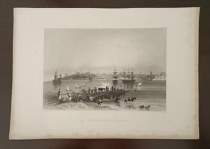 1838 WH Bartlett Istanbul view from the ferry at Scutari Antique Engraving - Picture 1 of 8