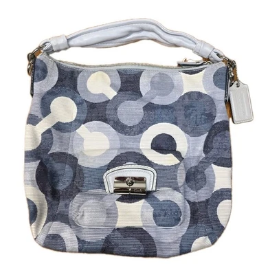 Bandolera Coach Kristin Op Art Hobo Convertible Azul Blanco 14860 Foto 1 de 4