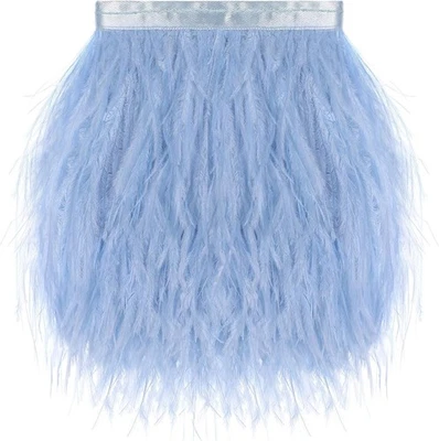 Borde de plumas de avestruz - 1,5 capas 2 yardas 4-5 pulgadas plumas flecos cintas recortes Foto 1 de 4