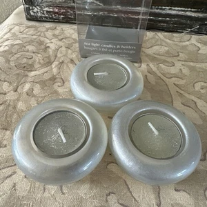 Pier One Votive Tea Light 3” Velas redondas y soportes Juego de discos de vidrio grueso 3 - Imagen 1 de 4