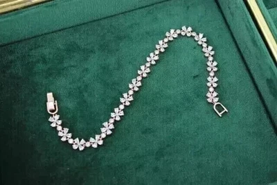 4Ct Pear Cut Simulated Diamond Women's Tennis Bracelet In 14K White Gold Plated - Image 1 of 4