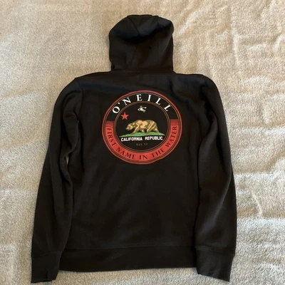 Sudadera con capucha para hombre O'Neill talla pequeña negra California Republic nombre en el agua Foto 1 de 4