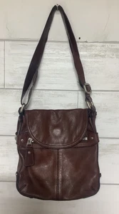 Fossil 54 Fifty Four Large Zippered Soft Brown Leather Shoulder Handbag - Picture 1 of 13