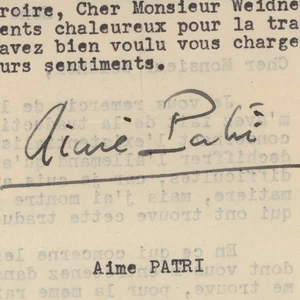 Brief des Philosophen Aimé Patri an Publizist Walther Weidner 1948 - Picture 1 of 3