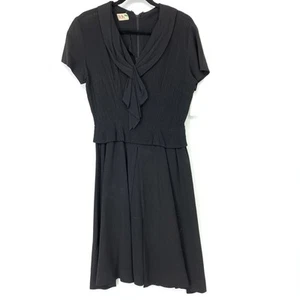 Vintage Dress R&K Originals Women's Approx Size S Neck Tie A-Line Black - Picture 1 of 5