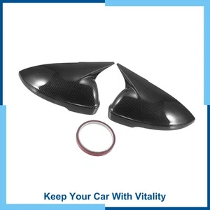 Pair Rearview Mirror Cover Overlay Black Carbon Fiber for Volkswagen Passat New - Picture 1 of 7