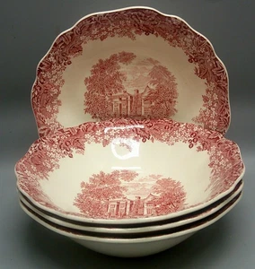 J & G Meakin ROMANTIC ENGLAND Red Coupe Cereal Bowl set of 4 - Picture 1 of 3