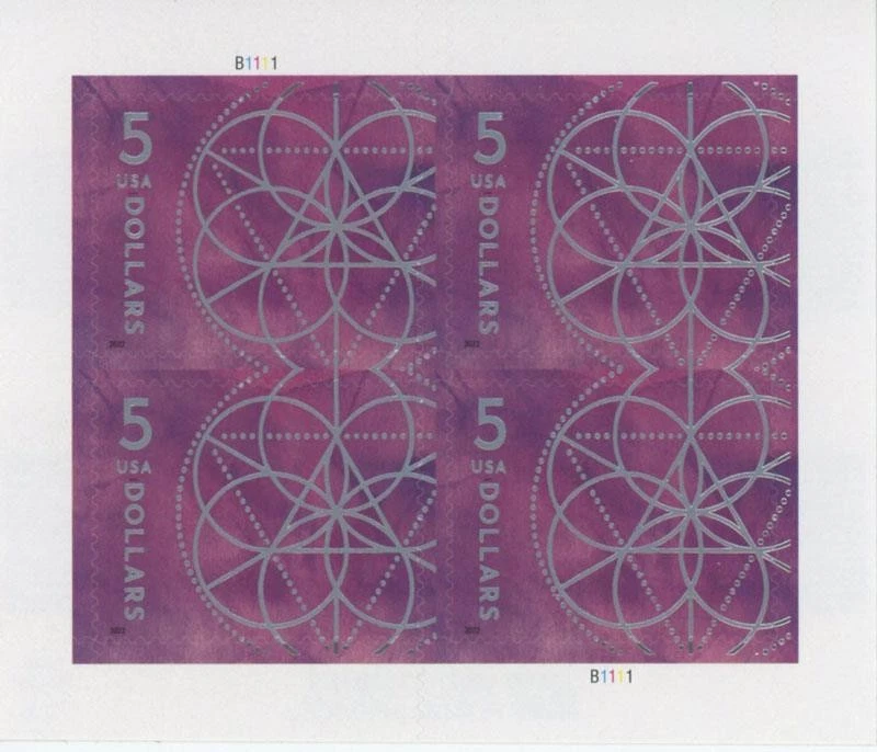 US SCOTT 5701 FLORAL GEOMETRY SHEET OF 4 MNH $5 FACE VALUE - Image 1 of 1