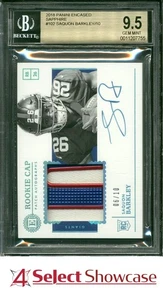 2018 ENCASED ROOKIE CAP PATCH RPA SAPPHIRE SAQUON BARKLEY RC /10 BGS 9.5 AUTO 10 - Picture 1 of 5
