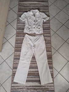 Damen Hosenanzug 38 40 Weiß Jeansstoff Sehr Gepflegt Und Elegant Yessica C&A - Bild 1 von 11