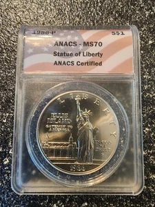 1986-P STATUE OF LIBERTY CENTENNIAL DOLLAR ANACS MS70 - Picture 1 of 5