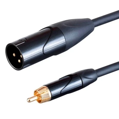 1FT 3-Pin XLR Male to RCA Male Professional Microphone Audio Cable 24AWG Gold - Image 1 of 4