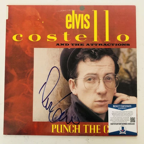 ELVIS COSTELLO Autograph Signed "Punch The Clock" Record LP Beckett Authenticati Cover