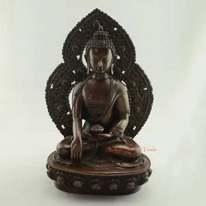 Oxidized Copper Alloy 14.5" Shakyamuni / Tomba Buddha Statue From Patan, Nepal - Picture 1 of 6