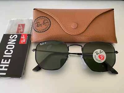 Gafas de sol polarizadas unisex Ray Ban RB3548N 002 58 negras hexagonales 51 mm** Foto 1 de 4