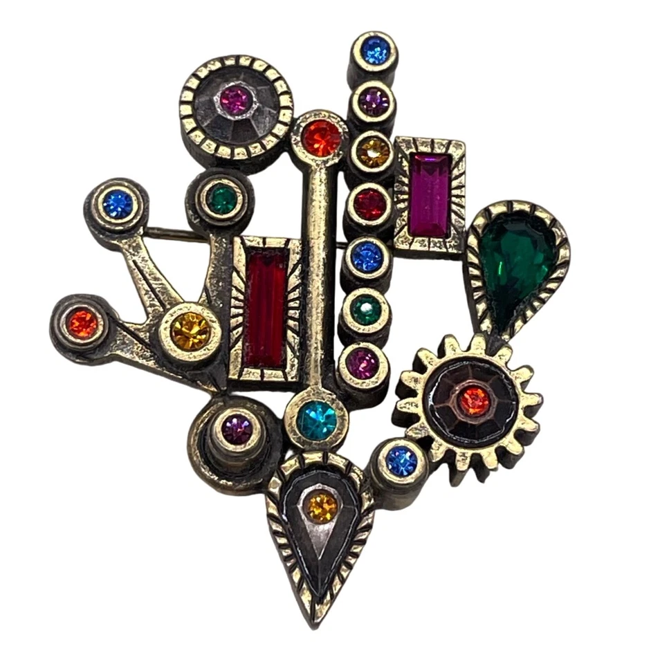 Patricia Locke Multi Color Gold Toned Brooch Pin NEW RARE Retired NWOT 2015 - Image 1 of 4