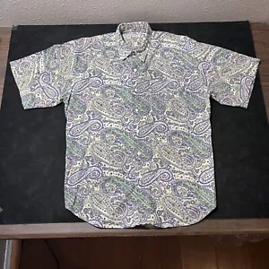 Polo Paisley Bugle Boy Vintage Shirt Disco 80s Mob Boss Player Rave Hippie 1990s - Picture 1 of 10
