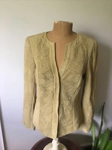 Lafayette 148 Ribbon Work Green Suede Jacket, 6 - Picture 1 of 12
