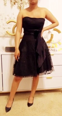 NWT BCBG MAXAZRIA STRAPLESS BELTED FIT & FLARE  TULLE DRESS SZ XXS  $300 - Image 1 of 4